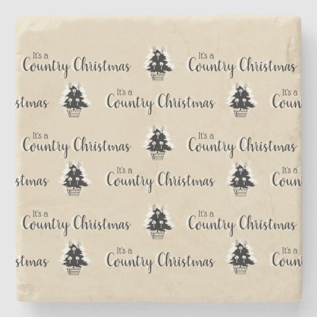 Old Fashioned Country Christmas Trees  Stone Coaster (Front)