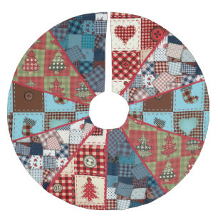 Old Fashioned Country Quilted Patterns Brushed Polyester Tree Skirt