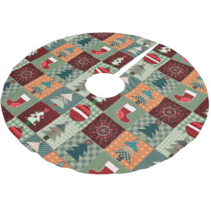 Old Fashioned Country Quilted Patterns Brushed Polyester Tree Skirt