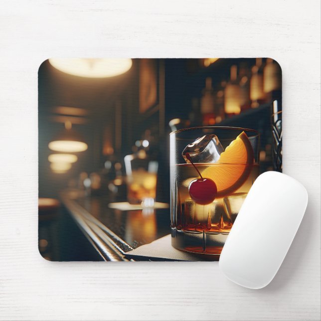 Old Fashioned Drink On A Bar Mouse Mat (With Mouse)