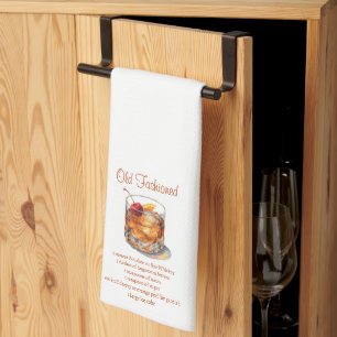 Old Fashioned Drink Recipe Tea Towel