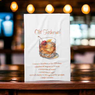 Old Fashioned Drink Recipe Tea Towel