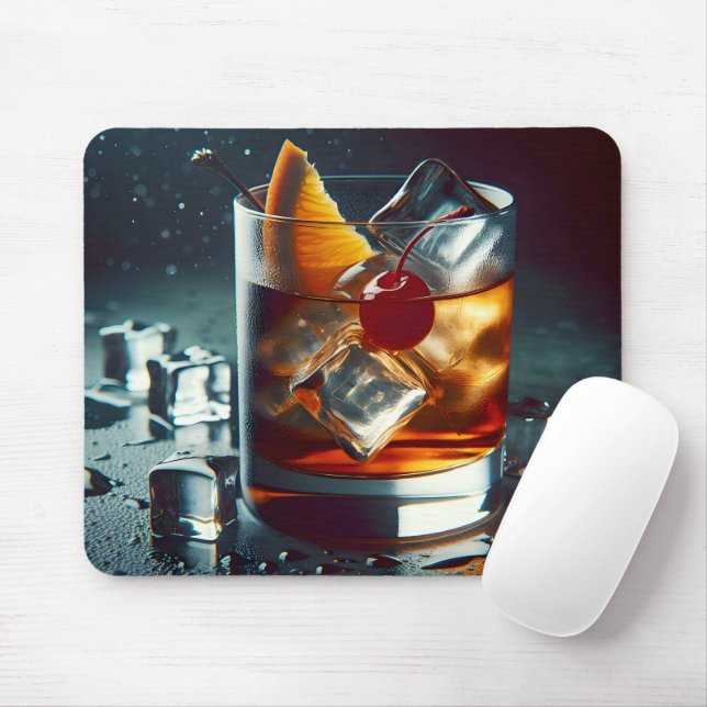 Old Fashioned Drink With Ice Mouse Mat (With Mouse)