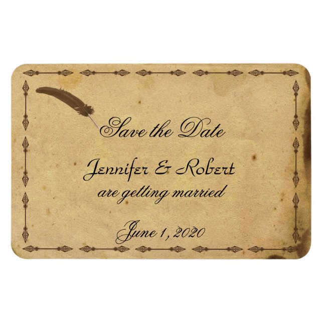 Old Fashioned Elegance Parchment Save the Date Magnet (Horizontal)