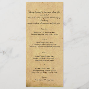 Old Fashioned Elegance Parchment Wedding Menu