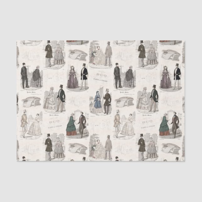 Old Fashioned Elegance Vintage French Fashion Tissue Paper (Front)