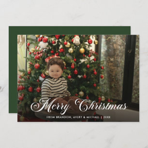 Old Fashioned Family One Photo Simple Christmas Holiday Card