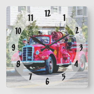 Old Fashioned Fire Truck Square Wall Clock