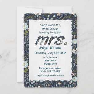 Old-fashioned Floral Design for Bridal Shower Invitation
