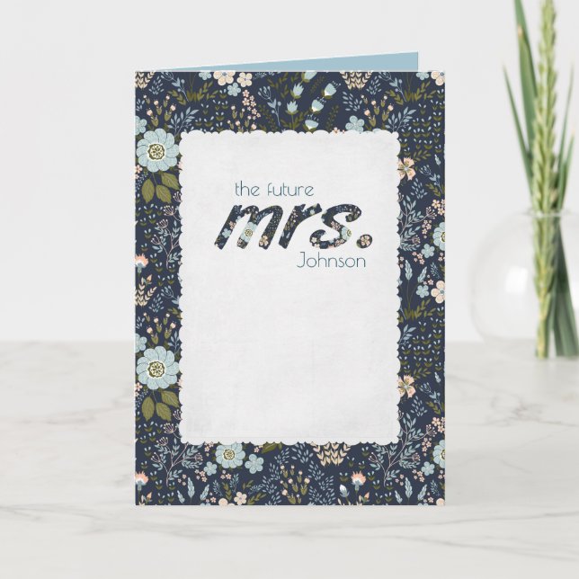 old-fashioned floral pattern bridal shower card (Front)