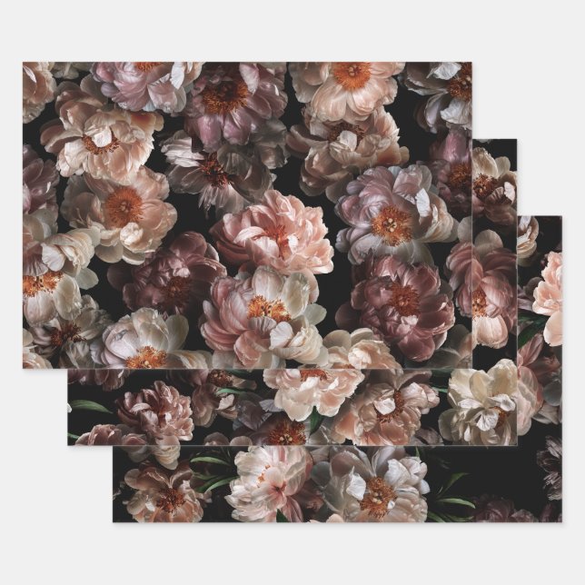 Old Fashioned Floral Roses Wrapping Paper Sheet (Set)