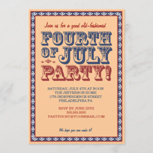 Old Fashioned Fourth of July Celebration Party Invitation