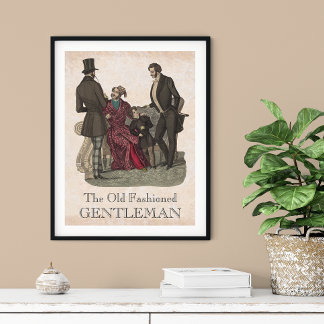 Old Fashioned Gentlemen Biedermeier Period Poster