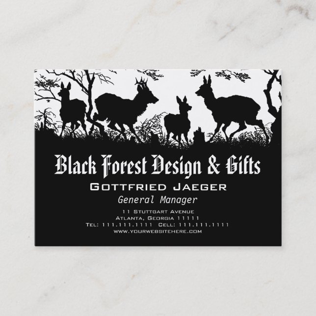 Old Fashioned Germanic Style Business Card - Deer (Front)