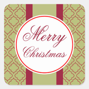Old Fashioned Green Merry Christmas Stickers