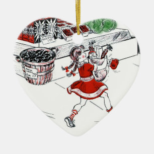 Old Fashioned Grocery Store and Little Girl Ceramic Tree Decoration