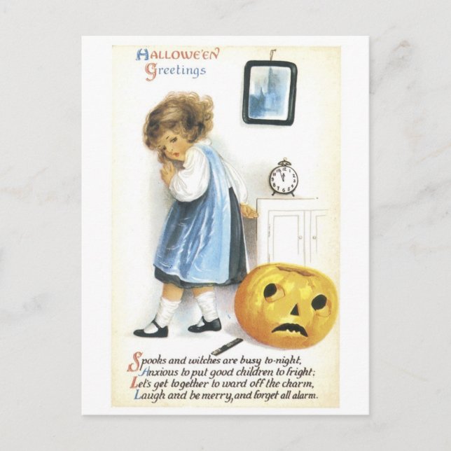 Old-fashioned Halloween, Girl Postcard (Front)