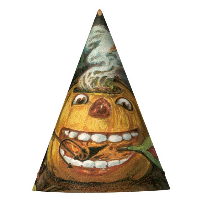 Old-fashioned Halloween, Pumpkin & Devils Party Hat (Front)