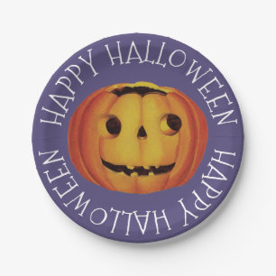 Old-fashioned Halloween, Pumpkin (jack-o'-lantern) Paper Plate