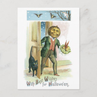 Old-fashioned Halloween, Pumpkin man Postcard