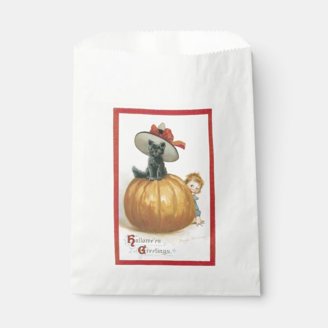 Old-fashioned Halloween, Witch cat Favour Bags (Front)