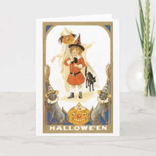 Old-fashioned Halloween, Witch girl Card