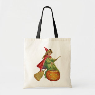 Old-fashioned Halloween, Witch girl Tote Bag