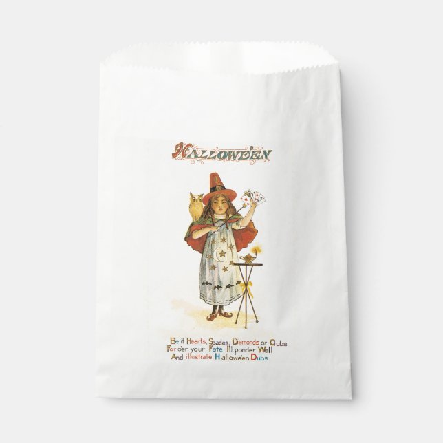 Old-fashioned Halloween, Witch girl with Owl Favour Bags (Front)
