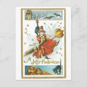Old-fashioned Halloween, Witch Postcard