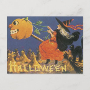 Old Fashioned Halloween Witch Postcard