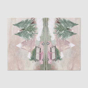 Old Fashioned Holiday Watercolor in Plum and Green Tissue Paper