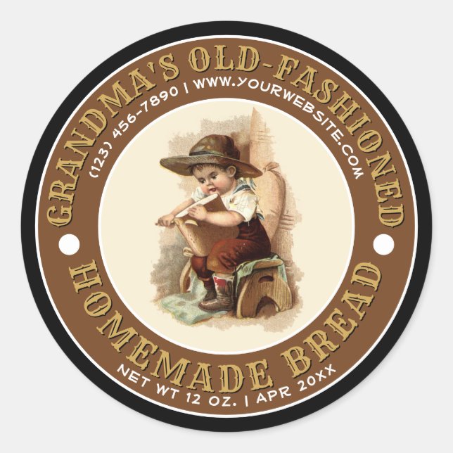Old Fashioned Homemade Bread Label Template (Front)