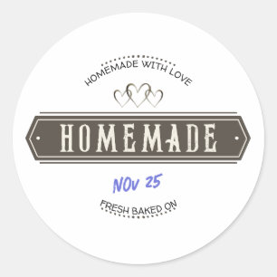 Old Fashioned Homemade With Love Handwritten Date Classic Round Sticker