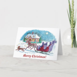 Old Fashioned Horse and Sleigh Christmas Holiday Card