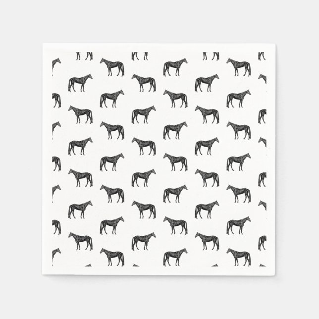 Old Fashioned Horse Pattern CUSTOM BG COLOR Napkin (Front)