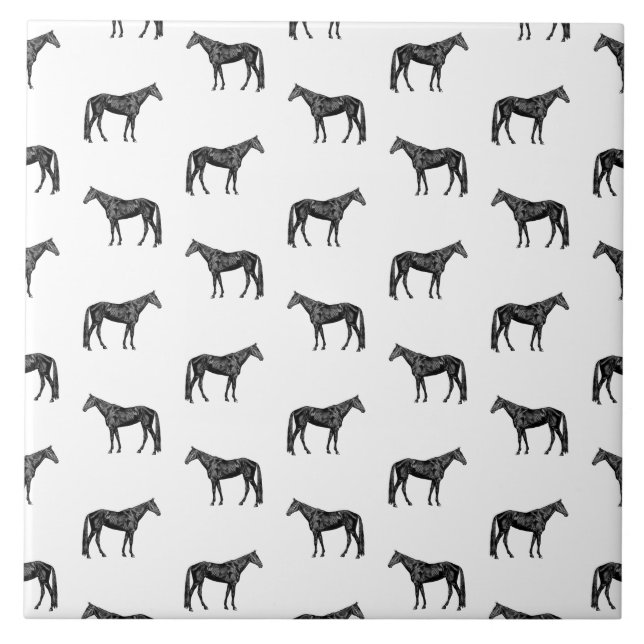 Old Fashioned Horse Pattern CUSTOM BG COLOR Tile (Front)