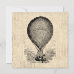Old Fashioned Hot Air Balloon Holiday Card