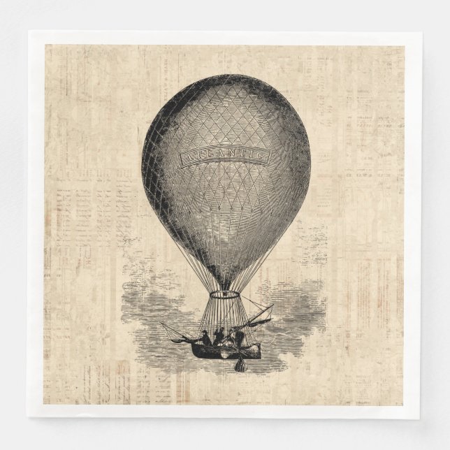 Old Fashioned Hot Air Balloon Napkin (Front)
