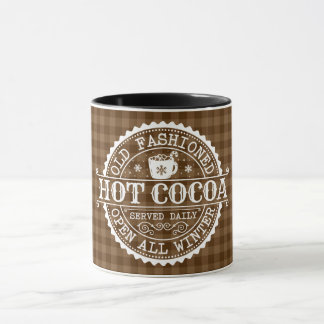 Old Fashioned Hot Cocoa Brown Chequered Mug