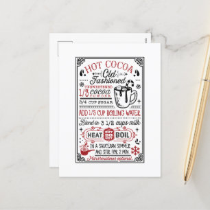 Old fashioned hot cocoa recipe  holiday postcard