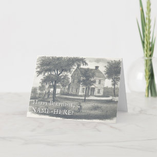Old Fashioned House Vintage Look Birthday Card