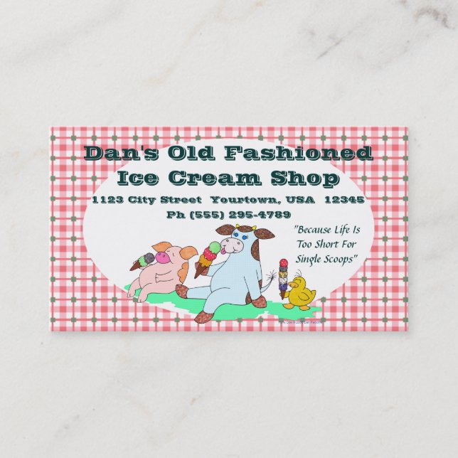Old Fashioned Ice Cream Shop Business Card (Front)