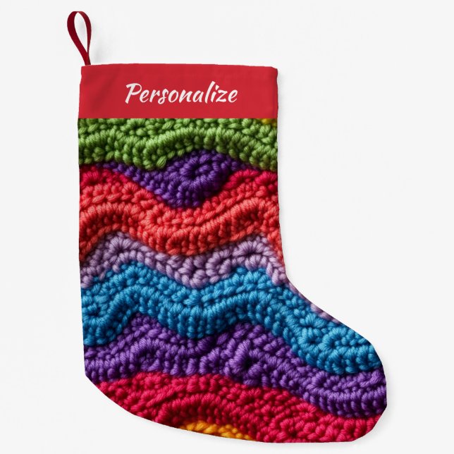 Old-Fashioned Knit Yarn Pattern Christmas Small Christmas Stocking (Front)