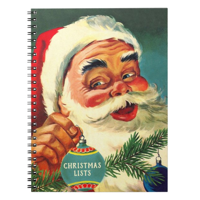 Old-fashioned Laughing Santa Christmas Lists Notebook (Front)