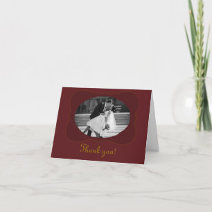 Old Fashioned Maroon and Faux Gold Wedding Thank You Card