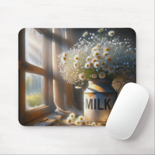 Old-fashioned Milk Can With Daisies Mouse Mat