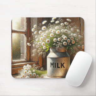 Old-fashioned Milk Can With Daisies Mouse Mat