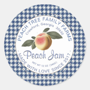 Old Fashioned Over-the-Lid Skirted Gingham Peach Classic Round Sticker