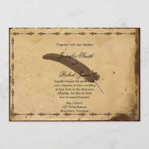 Old Fashioned Parchment Quill Wedding Invitation