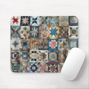 Old-fashioned Patchwork Quilt Design Mouse Mat